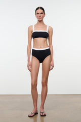 DEVON HIGH RISE BIKINI BOTTOM | BLACK WHITE